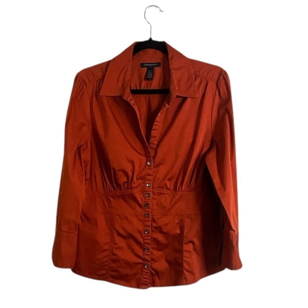Banana Republic Burnt Orange Rust Fitted 3/4‎ Sleeve Shirt